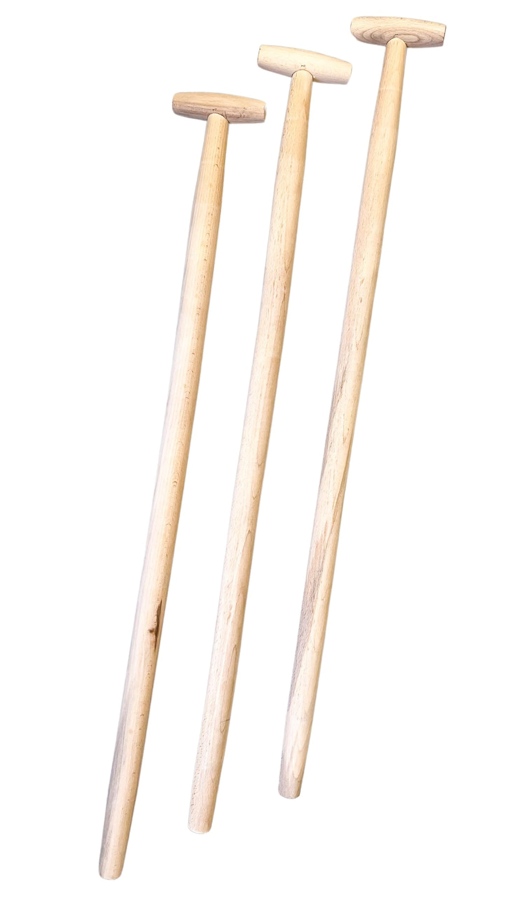 3 Stk. Besenstiel Holz 100cm Ersatzstiel mit T-Griff, Holzstiel aus Buchenholz, Gerätestiel Ø 38 mm,