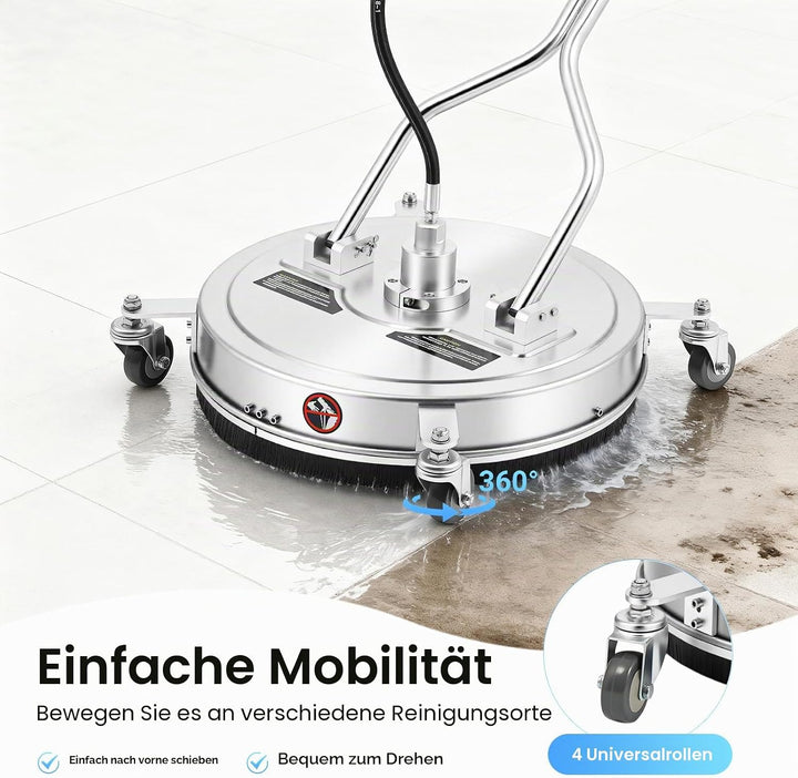 4500 Psi Hochdruckreiniger FüR OberfläChen Schwenkbarer Radreiniger Edelstahl Waschaufsatz Terrassen
