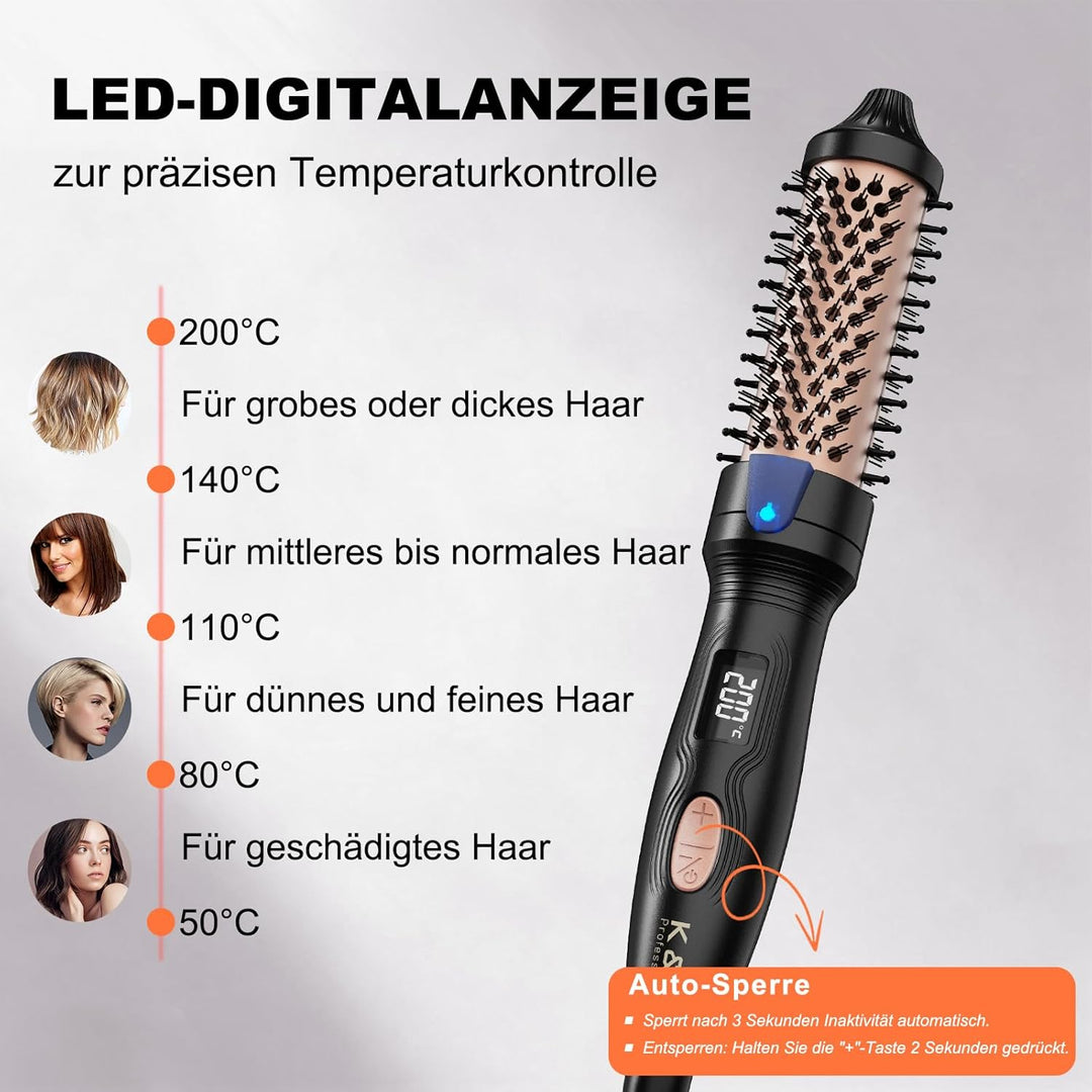 K&K Thermobürste Keratin Thermal Brush Protect Beheiztes Fass Heisse Haarbürste, Ionisch Glatt Schei