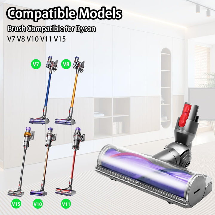 Elektrische Bürste kompatibel für Dyson V7 V8 V10 V11 V15, Betriebene Ersatzteile Bodendüsen mit Dir