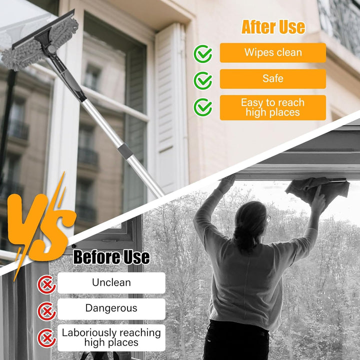 Staubwedel Teleskop 6m, Reinigungsset für Staubwedel mit Teleskopierbarer Verlängerungsstange 1,5 bi