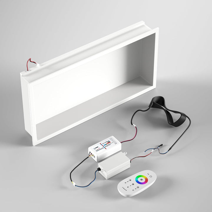 Wandnische Dusche Edelstahl mit RGB LED, Wandnische Bad Nische Duschnische Befliesbar mit Fernsteuer