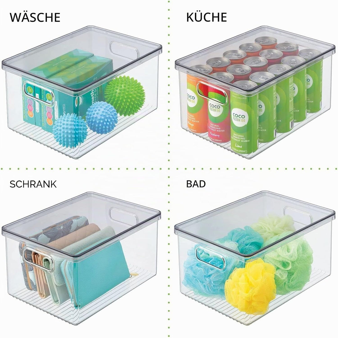 mDesign 4er-Set Kühlschrankbox – Kühlschrank Vorratsdose mit Griffen und abnehmbarem Deckel – lebens
