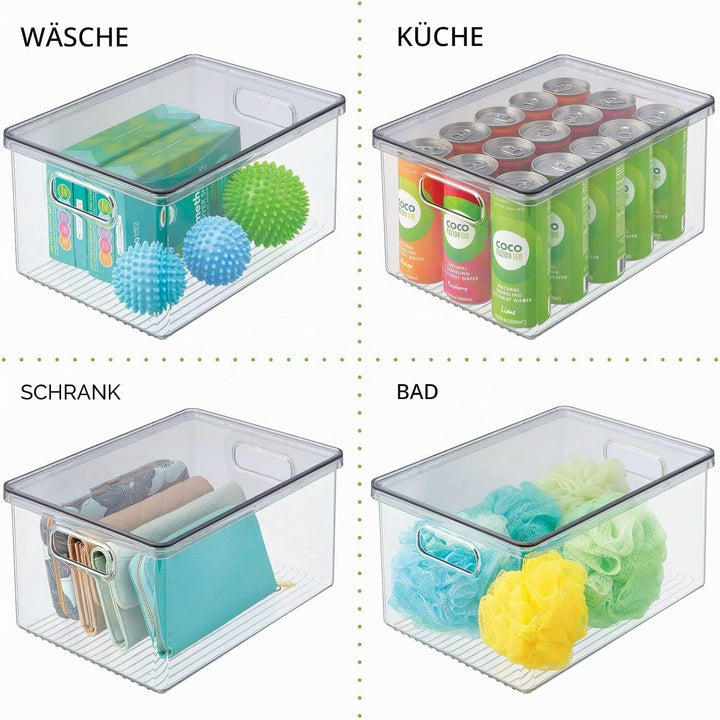 mDesign 4er-Set Kühlschrankbox – Kühlschrank Vorratsdose mit Griffen und abnehmbarem Deckel – lebens