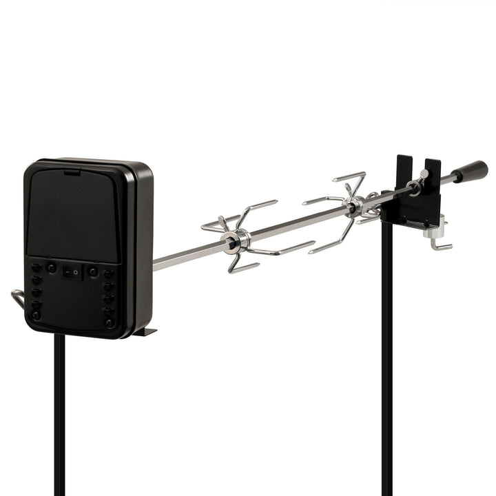BBQ-Toro Grillspiess Set für Camping Ausflug, Lagerfeuer und mehr, 90 cm, 2 Fleischnadeln, Motor (mi