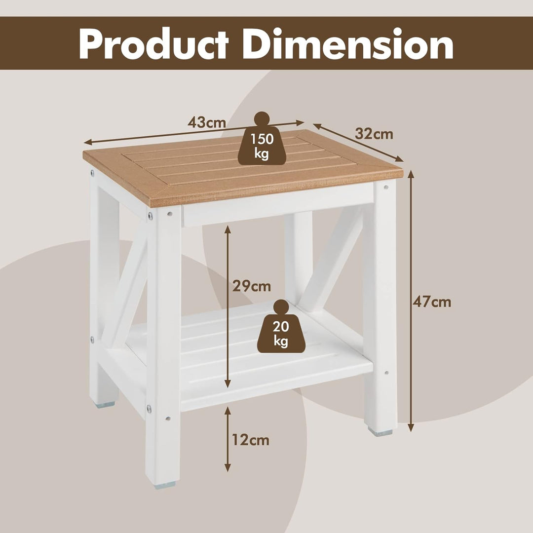 RELAX4LIFE Duschbank mit Ablage, Badhocker mit Rutschfesten Füssen, Duschstuhl bis 150 kg Belastbar,