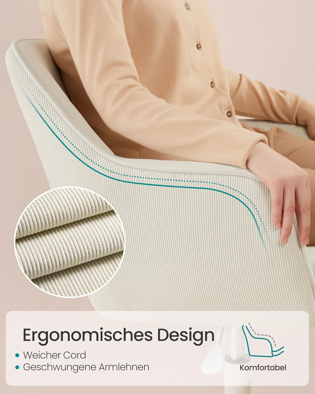 SONGMICS Homeoffice-Stuhl, Drehstuhl, Schreibtischstuhl, höhenverstellbar, bis 110 kg belastbar, Cor