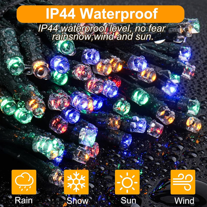 LED Lichterkette Innen Aussen, 220er LED Lichterkette Weihnachtsbaum, 8 Modi IP44 Wasserdicht Fairy