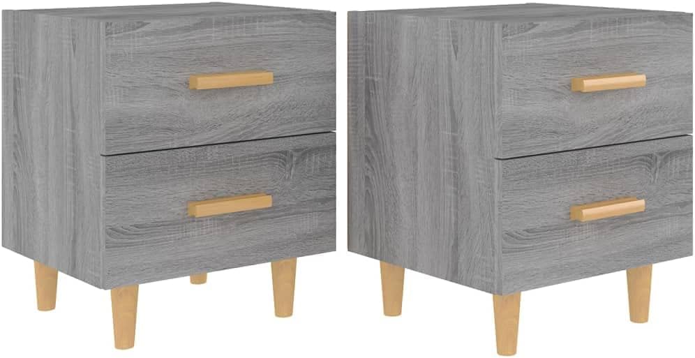 homiuse 44x40x47,5 cm 2 STK Nachttisch NachtkäStchen Grau Sonoma NachtischschräNke Mini Kommode Nach