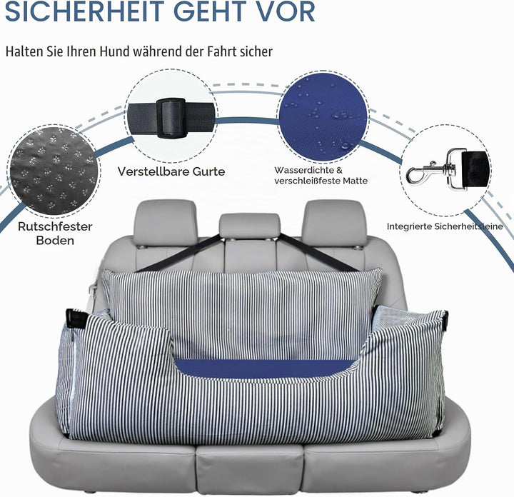 Hunde Autositz für Grosse Hunde bis 36 kg, Waschbares Hundebett Auto rückbank,Tragbarer Hundesitz Au