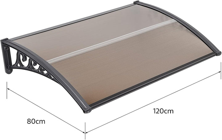 Homewell Vordach für Haustür 80 x 120 cm Braun, Modern Überdachung Haustür aus PC-Hohlplatte, PP-Kun