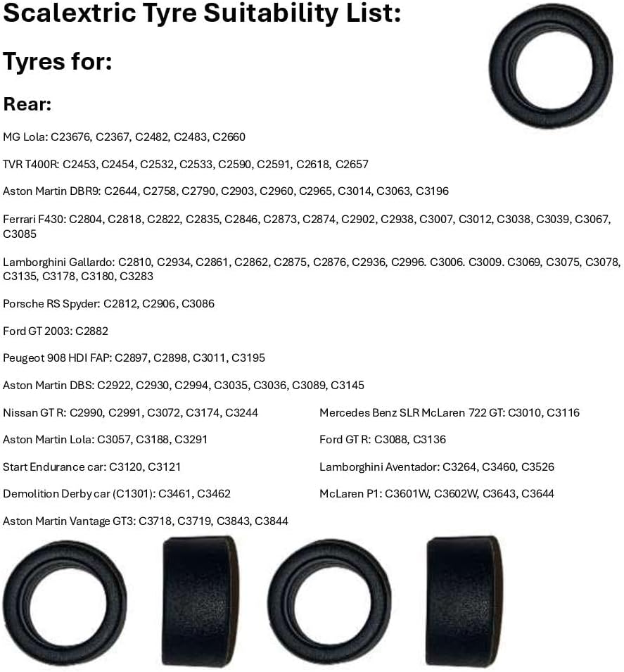 SSC Slot Cars Super Grip Ersatz Autoreifen/Reifen Set Zubehör, Large GT Slicks Kompatibel für - Scal