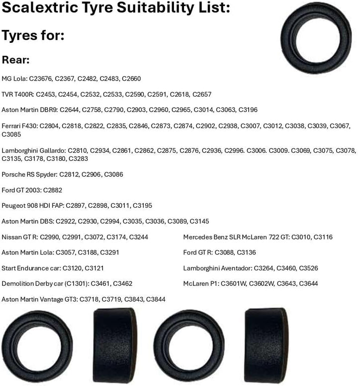 SSC Slot Cars Super Grip Ersatz Autoreifen/Reifen Set Zubehör, Large GT Slicks Kompatibel für - Scal