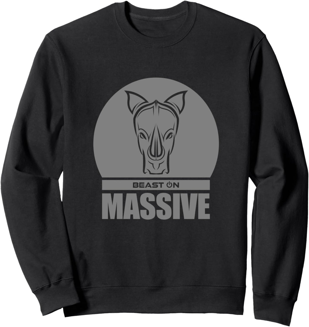Massiv Nashorn Kopf Beast Grau Gym Fitness Training Workout Sweatshirt