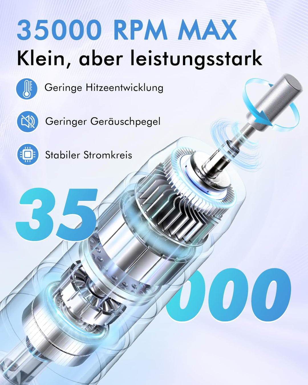 CozyZen Elektrische Nagelfräsmaschine 35.000 U/min Profi-Set | Mit LCD-Display, Hand- & Fusspedal, l