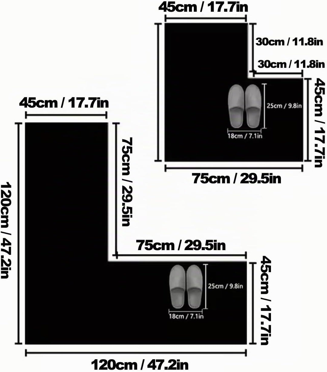 Küchenmatte L-förmige – rutschfeste &amp; saugfähige Eck-Bodenmatte, Weiche L-Form Matte für Küche, Bad,