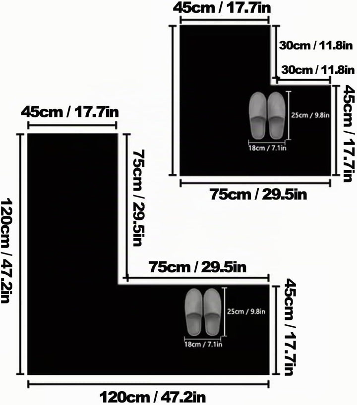 Küchenmatte L-förmige – rutschfeste &amp; saugfähige Eck-Bodenmatte, Weiche L-Form Matte für Küche, Bad,