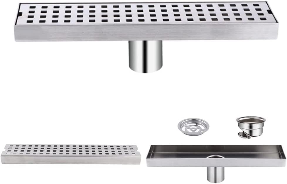WOLFBIRD 30CM Duschrinne Edelstahl Ablaufrinne Bodenablauf,Selbstreinigender Siphon mit Geruchsstop,