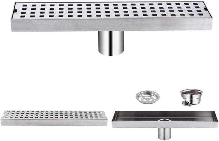 WOLFBIRD 30CM Duschrinne Edelstahl Ablaufrinne Bodenablauf,Selbstreinigender Siphon mit Geruchsstop,