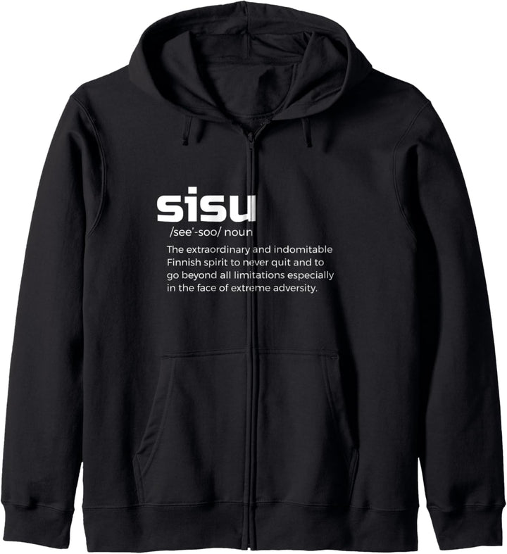 Die Bedeutung der SISU-Definition Finnisch Suomi Finnland Kapuzenjacke