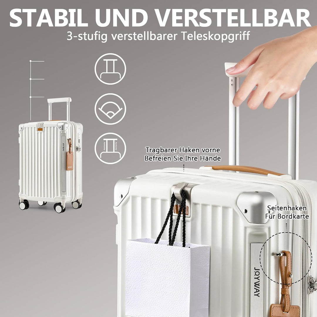Joyway Koffer Trolley Reisekoffer von ABS Hartschalen Trolley mit Getränkehalter und 4 Rollen TSA Sc