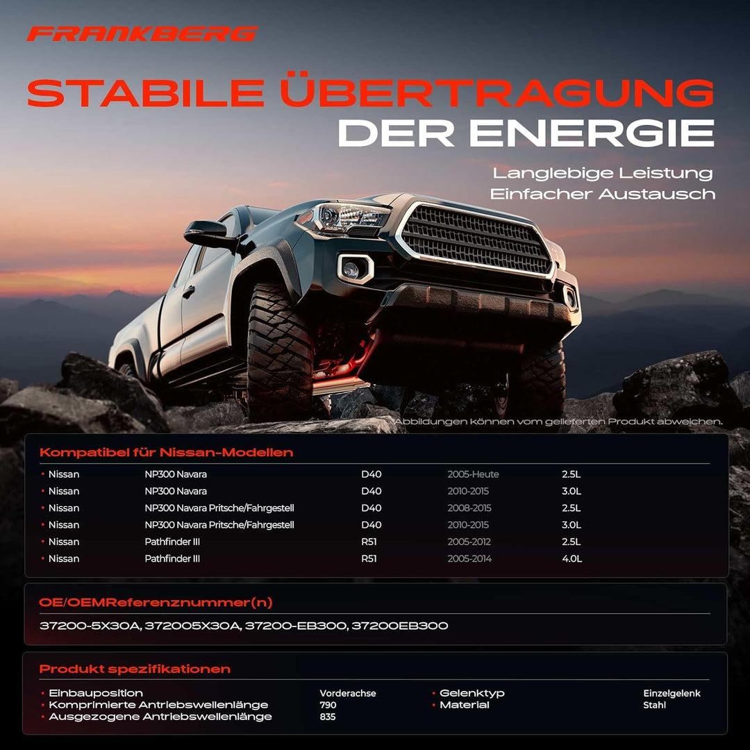 Kardanwelle Gelenkwelle Vorne für NP300 Navara D40 Pathfinder III R51 2.5L 3.0L 4.0L Allrad (4WD) 20