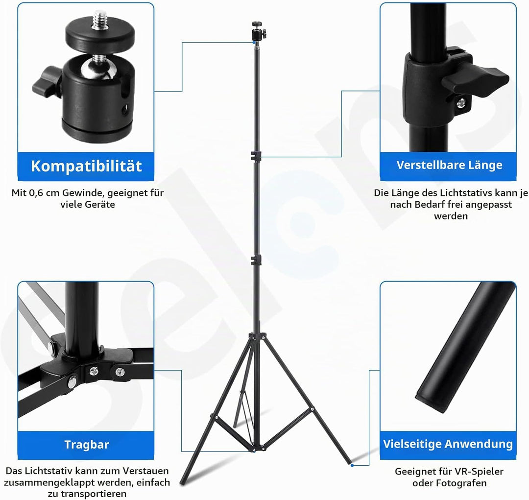 Selens 200cm Lichtstativ Light Stand Kit 2 Stück für HTC Vive VR Spiel Fotografie Produkt, Einstellb