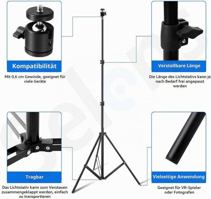 Selens 200cm Lichtstativ Light Stand Kit 2 Stück für HTC Vive VR Spiel Fotografie Produkt, Einstellb
