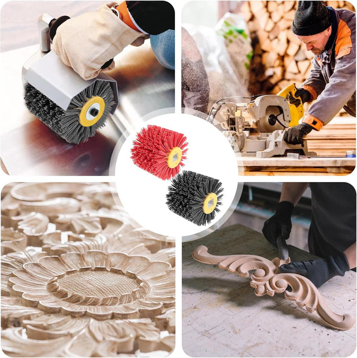 2 Stück Schleifbürsten: 80 Körnung, 100mm Breite - 120mm Ø | Schleifwalze geeignet, Nylonbürste für