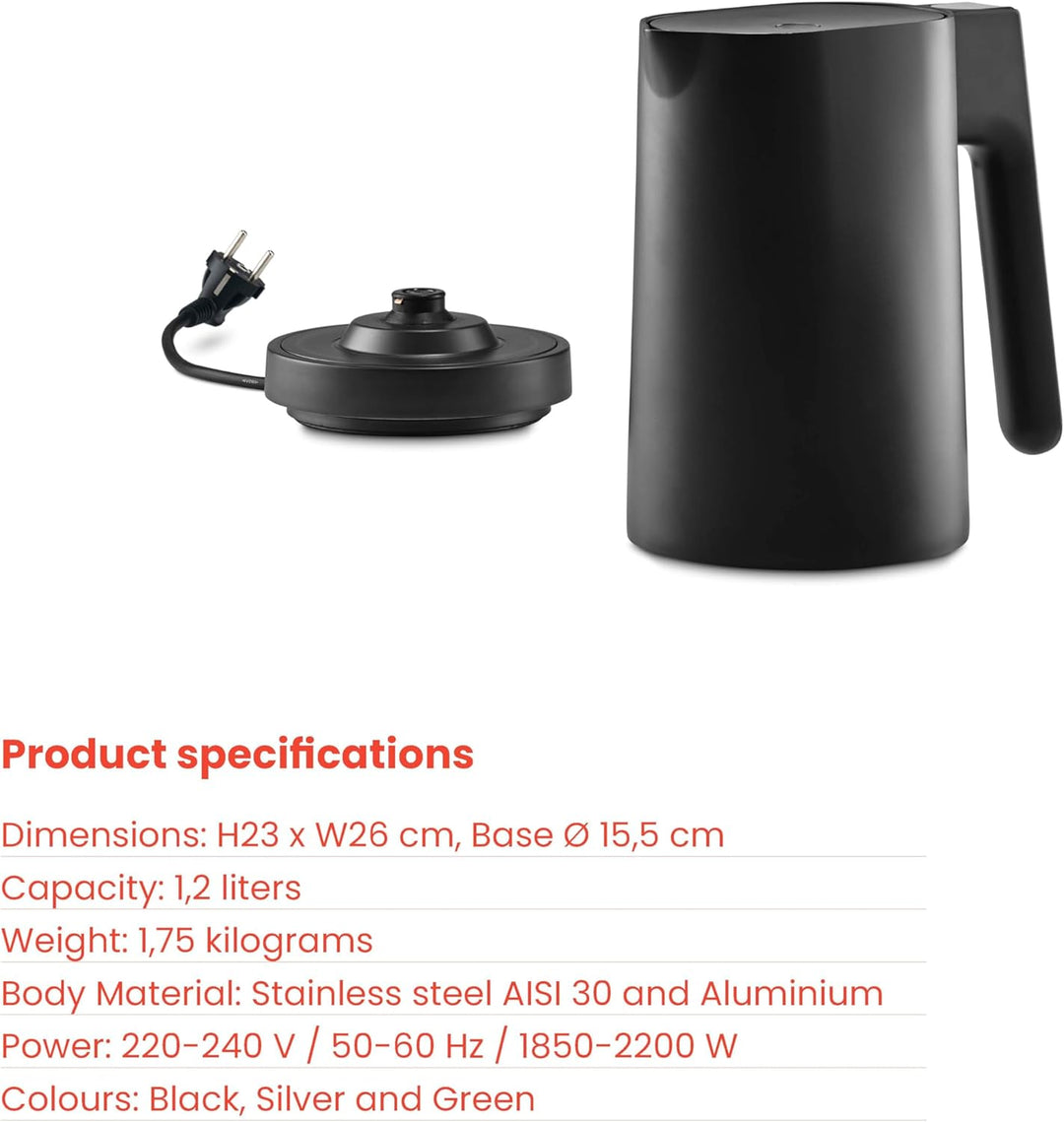 Jacob Jensen Elektrischer Wasserkocher mit Temperatureinstellung von 70°C bis 100°C, Warmhaltefunkti