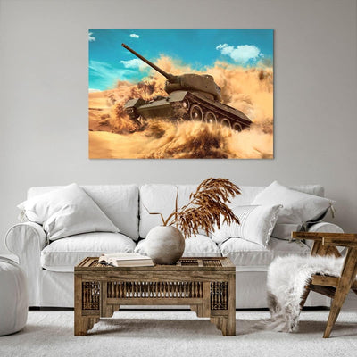 Bilder auf Leinwand 100x70cm Leinwandbild mit Rahmen Panzer Poligon Feld Gross Wanddeko Bild Schlafz