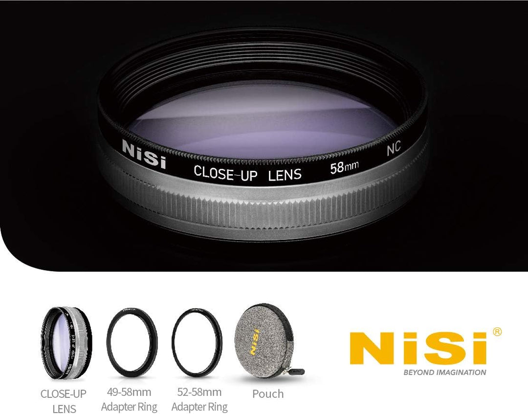 NiSi 58mm Close Up Linse Nahlinsen Filter Kit - inkl 49-58 mm Adapterring, 52-58 mm Adapterring, Obj