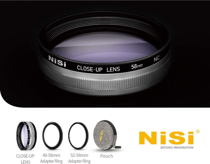 NiSi 58mm Close Up Linse Nahlinsen Filter Kit - inkl 49-58 mm Adapterring, 52-58 mm Adapterring, Obj