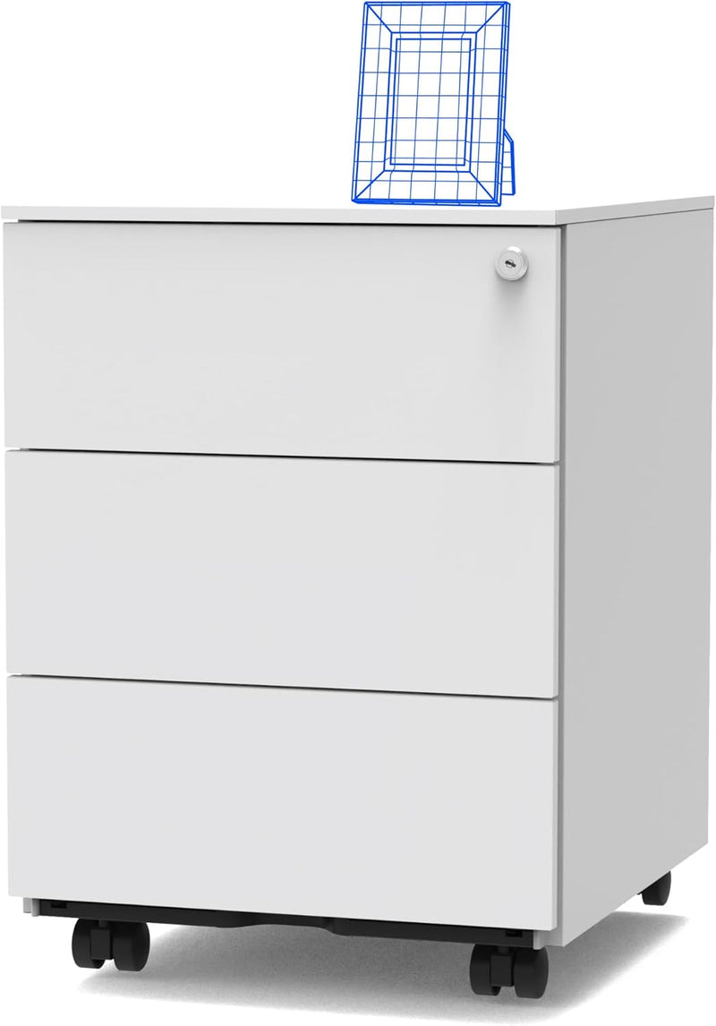 FLEXISPOT Rollcontainer, Metallschrank, Büroschrank, Aktenschrank unter Schreibtisch mit 3 Schublade