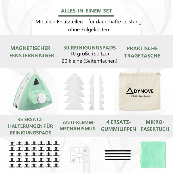 Magnetischer Fensterreiniger - Fensterputzer Magnetisch für Doppelt Verglaste Fenster 5-25 mm, inkl.