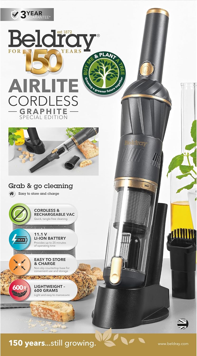 Beldray Airlite Handstaubsauger – Wiederaufladbarer kabelloser, Mini-Autostaubsauger, Aufbewahrungs-