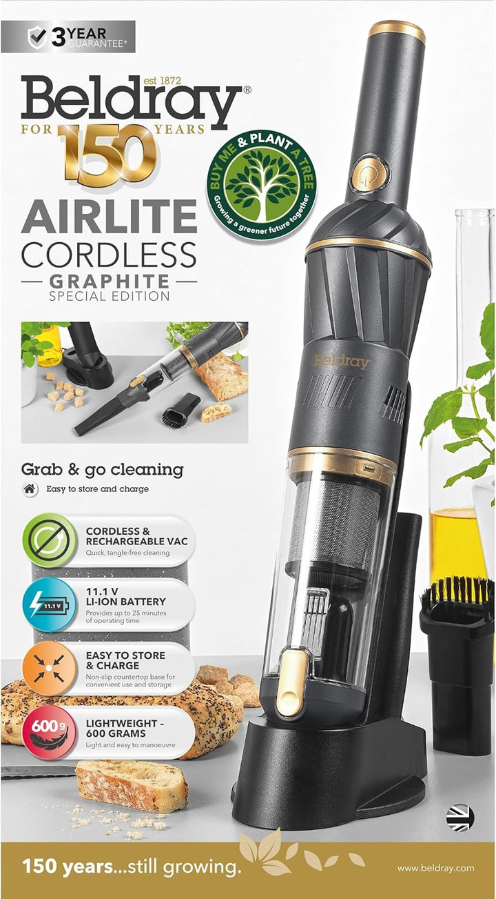 Beldray Airlite Handstaubsauger – Wiederaufladbarer kabelloser, Mini-Autostaubsauger, Aufbewahrungs-