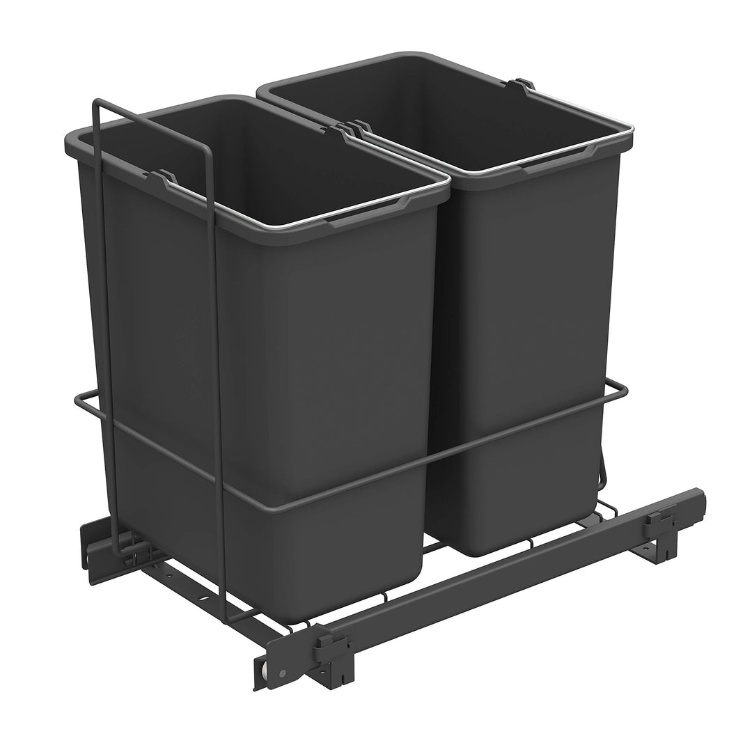 LM 62/2 Einbau Mülleimer ausziehbar mit 2x10L Abfalleimer Korbauszug Anthrazit 25,8x41,4x39,5 cm - a