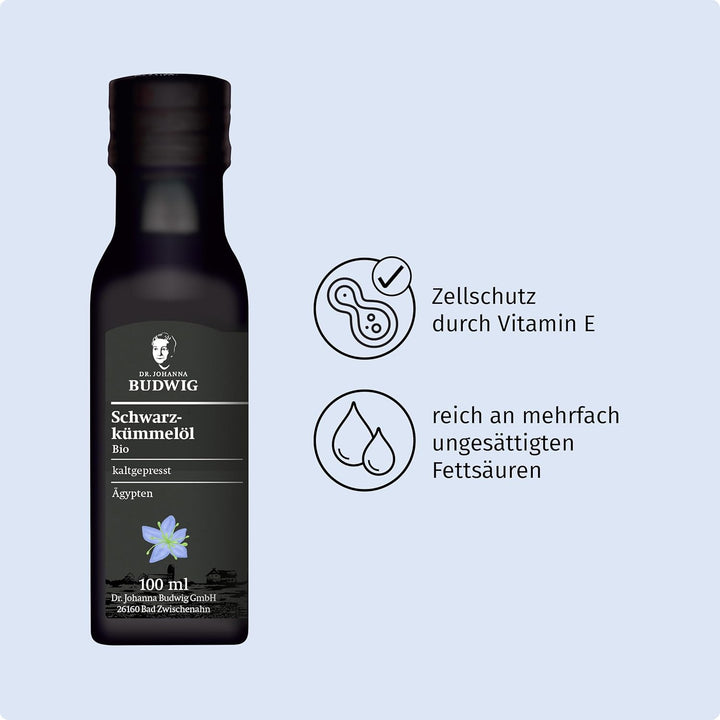 Dr. Budwig Premium Bio Schwarzkümmelöl Vorratspack gefiltert (4x 100ml) - nigella sativa - ätherisch