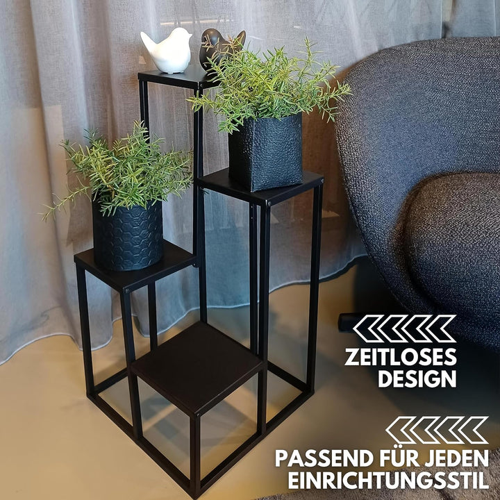 Schauer Pflanzentreppe mit 4 Ebenen schwarz - aus beschichtetem Metall - Blumenständer für den Innen