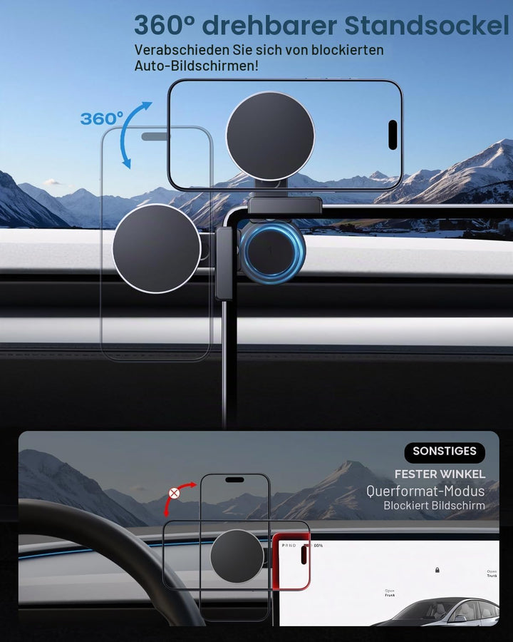 Magnet Handyhalterung für VW Tiguan 3 / Passat B9 2024-2026 12,9-Zoll Display (Magnetisch) mit iPhon