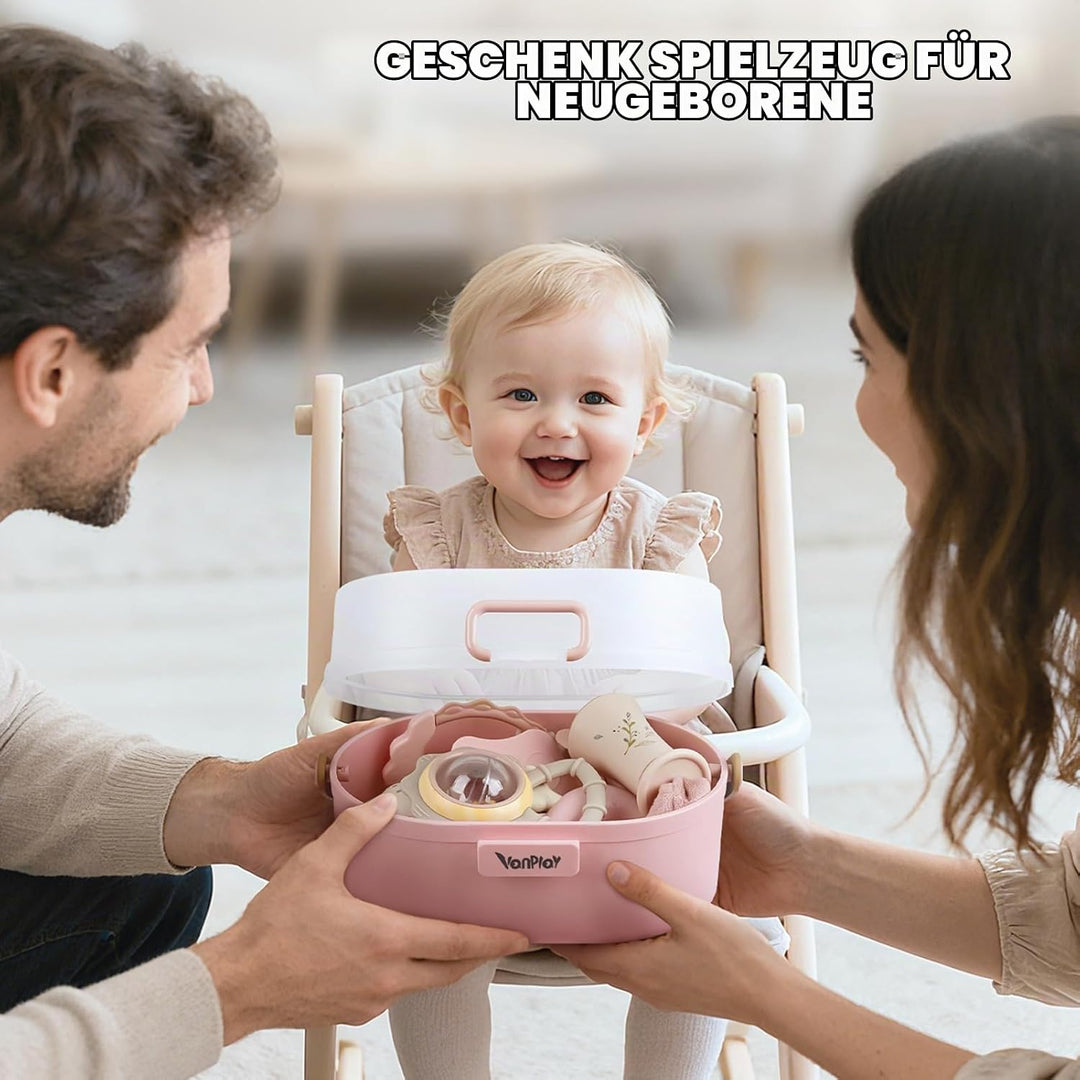 Baby Spielzeug ab 3 Monate, Beissring Baby Rassel 0-6 Monate Sensorik Zahnungshilfe Neugeborenen Ges