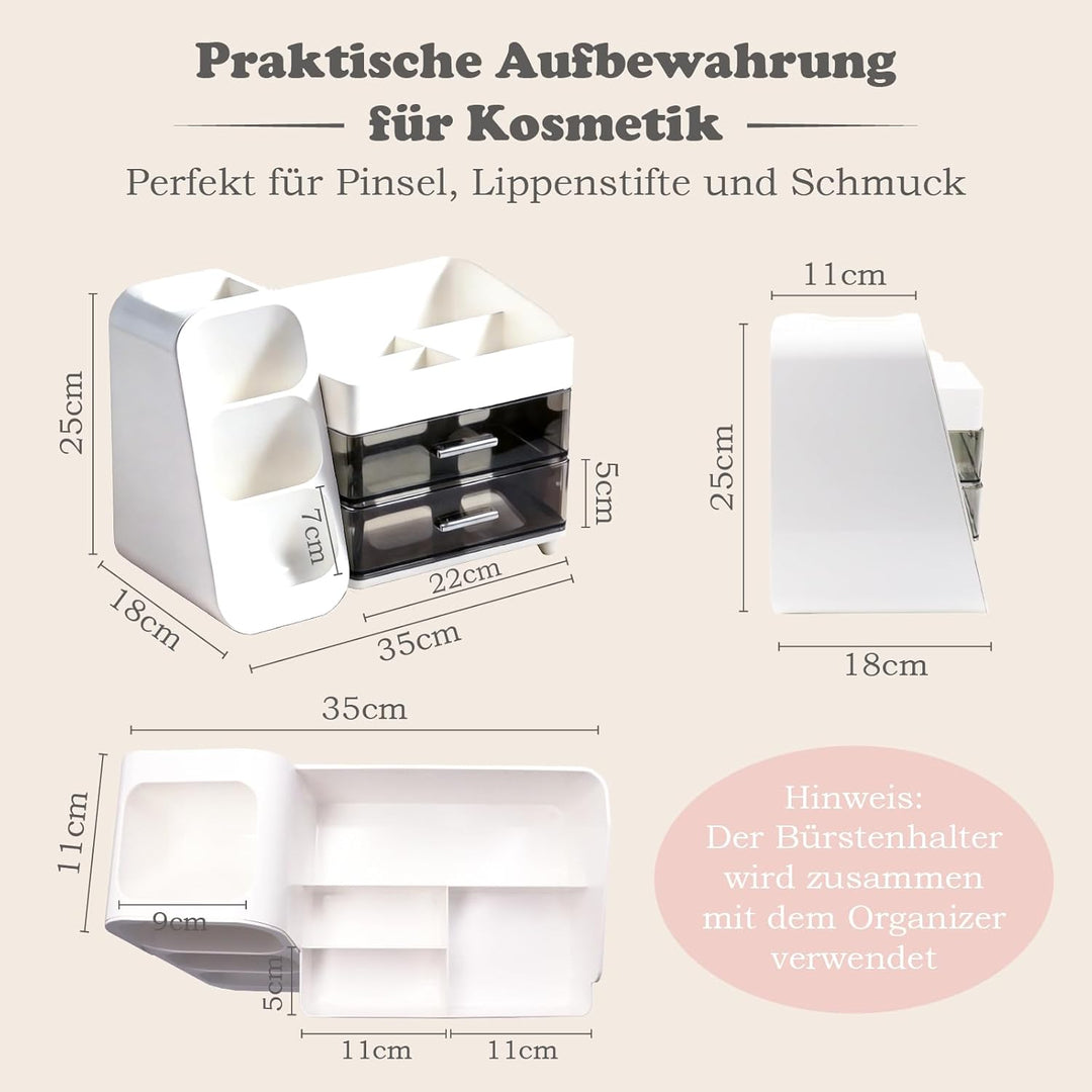 Make-Up Organizer für Kosmetik und Schminktisch Organizer, grosse Kapazität mit 3 Schubladen, robust