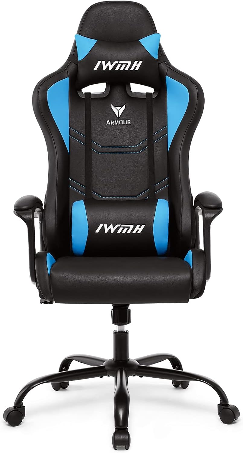 IWMH Gaming Stuhl, Ergonomischer Computerstuhl mit Hoher Rücklehne, Höhenverstellbarer Drehstuhl, Ra
