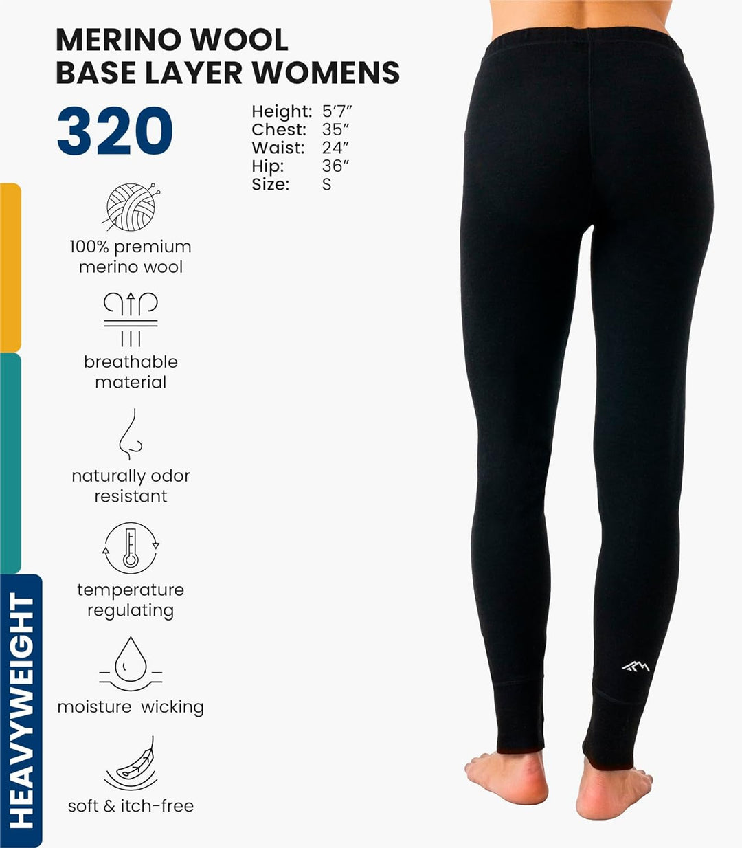 Merino Wolle Thermounterwäsche Damen - Merino Unterhose Damen Merino Leggings + Wollsocken XS 320 Bl