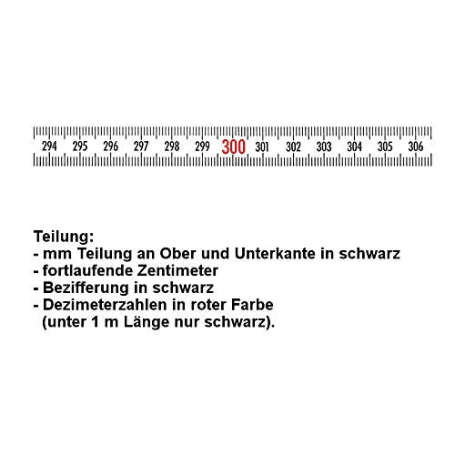 Skalenbandmass - Stahl weiss lackiert mit Selbstklebefolie - Bezifferung von links nach rechts - Bre