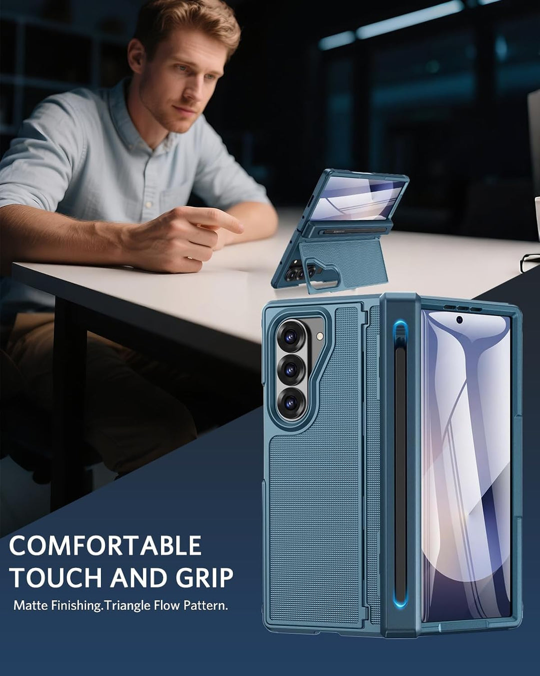 NINKI für Samsung Galaxy Fold 6 Case mit Invisible Bracket, Schutzhülle [vorne Displayschutz] Anti-K