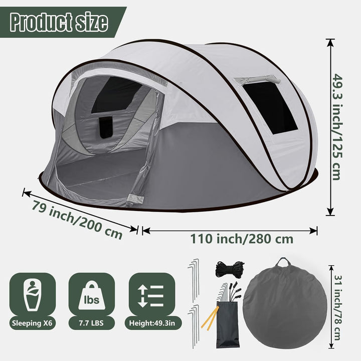 Camping Zelt, Pop Up Zelt 4-5 Personen, Automatisches Aufstellzelt in 3 Sekunden, Wurfzelte Wasserdi