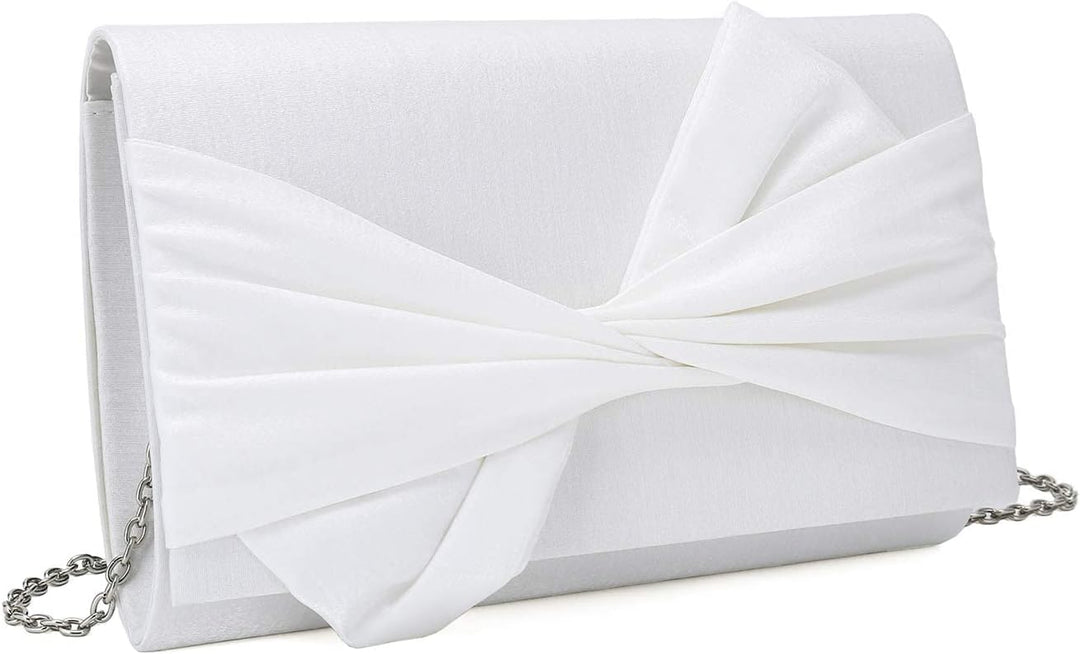 IXEBELLA Satin Abendtasche Schleife Klappe Clutch Geldbörse für Frauen Formale Party/Abschlussball/H