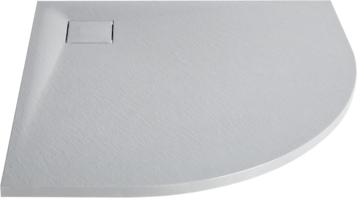 SMC Duschwanne mit Ablaufrinne 90x90 cm halbrund Steinoptik grau flach Paron